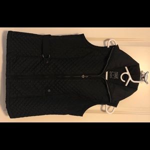 Black Puffer Vest with Waist Detailing